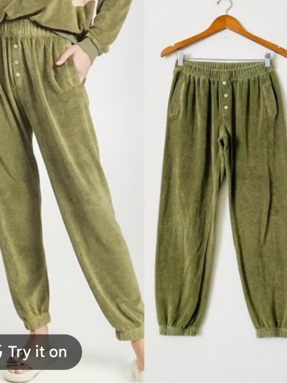 DONNI. Olive Green Terry Joggers